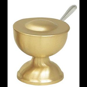 Boat and Spoon, satin brass, 3'' Ht. x 2 7/8'' Diam.