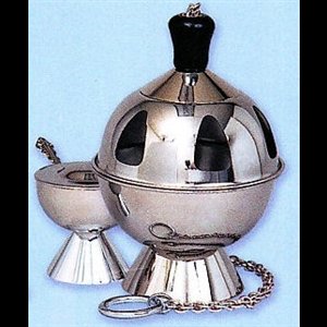 Censer and Boat, Stainless Steel, 8'' Ht. x 5.5'' Diam.
