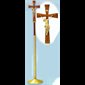 Processional Crucifix, hand carved  Wood Corpus 72'' Hx10.5" - Feather weight for procession. Hand carved 9" (23 cm) wood corpus / 72" (183 cm) Ht., 11" x 20" (28 x 51 cm) walnut cross, walnut insert on staff. Removable at 10 1/2" (26,7 cm) base.  N.B.: when the article is not in stock and is "available on order", allow...