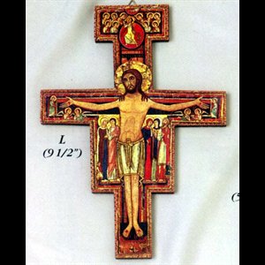 St. Damian Wood Cross, 9.5" (24 cm)