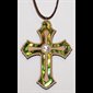 Pendentif croix 1 7/8'' et corde fabriqué en terre Sainte