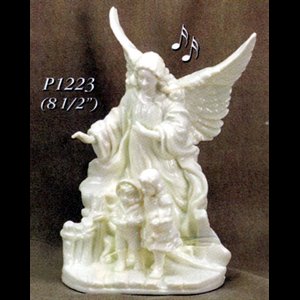 Porcelain Musical Guardian Angel, 8.5" (21.6 cm)
