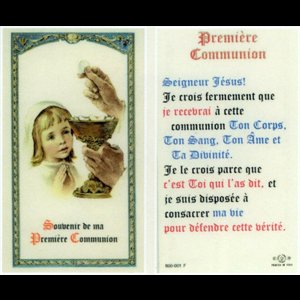 Image Plastifiée 1ère Comm. Fille 2.5"x4.5" (6.5x11.5 cm)/un