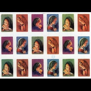 Religious Sticker Virgin & Child / Sheet of 18-pcs