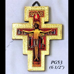St. Damian Wood Cross, 6.5" (16.5 cm)