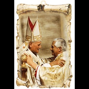 Pope John Paul II & Ben. XVI Plaque, 4'' x 6'' (10.5 x 15.5