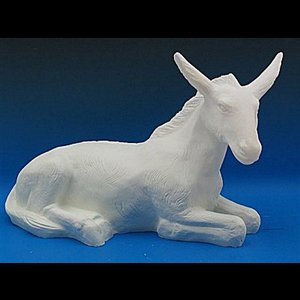 Donkey White Vinyl Compo. Outdoor Figurine, 14"H x 23"D x10W