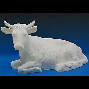 Ox White Vinyl Compo. Outdoor Figurine, 14"H x 30"D x 11"W