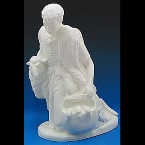 Kneeling Shepherd White Vinyl Compo. Outdoor Fig., 32" H