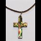 Pendentif croix 7/8'' et corde fabriqué en terre Sainte
