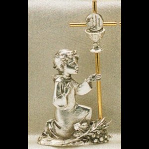 Bibelot 1ère Communion en étain pour garcon, 2.75" (7 cm)