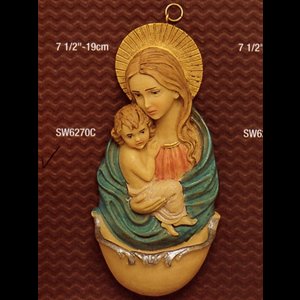 Bénitier maison Vierge & Enfant 7.5" (19 cm) Couleur oxolite