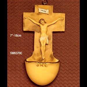 Crucifix Holy Water Font 7" (18 cm) Colored Oxolite