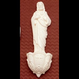 Sacred Heart..Jesus Holy Water Font 7" (18 cm) White Oxolite