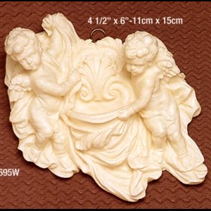 Bénitier maison Chérubin 4.5" x 6" (11 x 15cm) Blanc oxolite