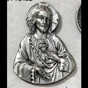 Agrafe pare-soleil Sacré-Coeur étain argenté
