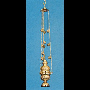 Brass plated Censer, 9.75" (25 cm) Ht., 3.5" (9 cm) diam.