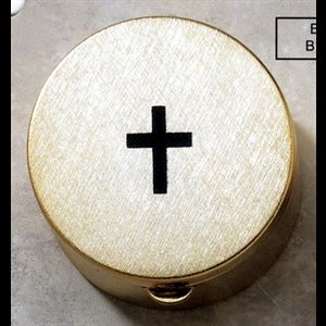 Pyx 2.25'' (5.7 cm) wide x 1'' (2.5 cm) H. Black Cross