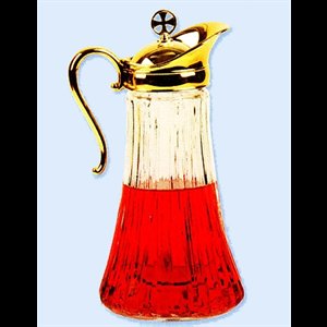 Flagon, Crystal, Gold Plated Top 24K, 48oz 12'' H. (30.5 cm)
