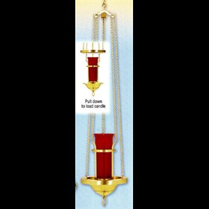 Hanging Sanctuary Lamp, Satin Bronze 42'' Ht.