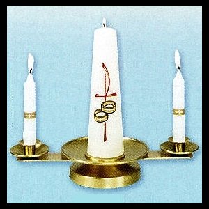 Wedding Candelabra, Satin Brass 3'' H. x 15'' L.