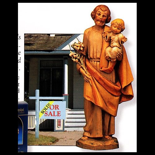 BC BUILDCLASSIC – Statuette Saint Joseph Pour Vente De Maison – Résine 8,9 Cm – Avec Carte Et Sachet Velours