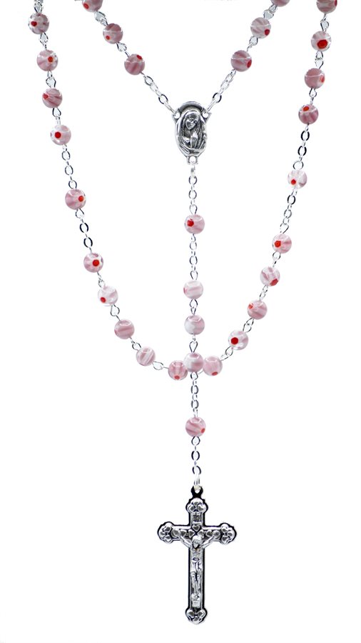 Rosary, 6mm Amethyst Beads & Silver Cross, 18"