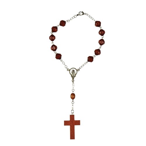 Decade Rosary, 8 mm Beads, Wooden Cross, 6"
