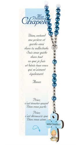 Mon premier chapelet, pour garçon, bleu, Français