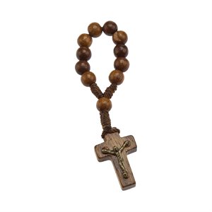 Decade Rosary, Dark Brown Walnut Beads, String