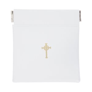 White Vinyl Rosary Case, Cross, 3½ x 3¾"