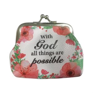 Fabric Floral Rosary Purse, 4", English