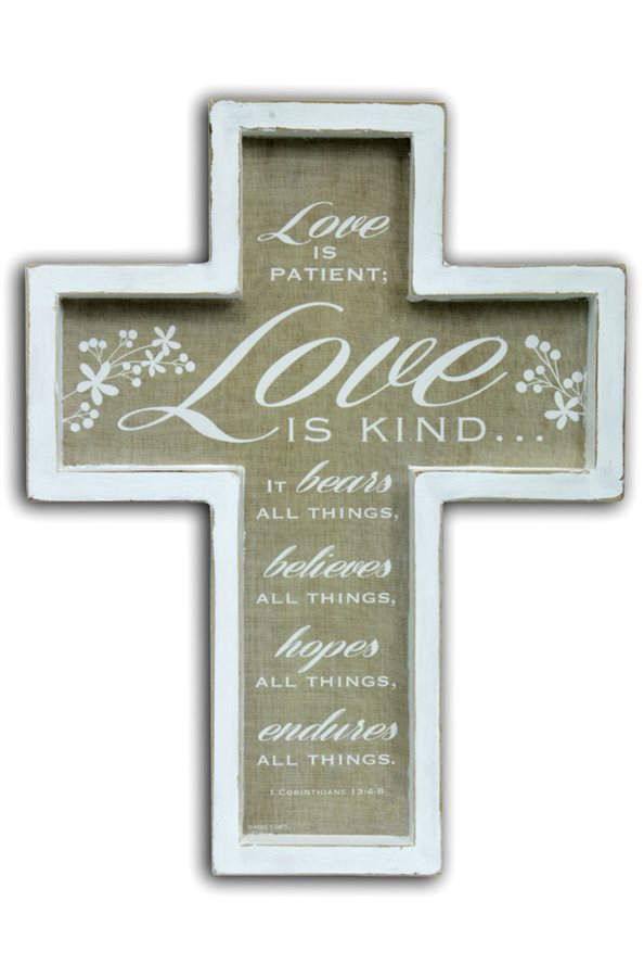 Love is patient'' wall cross, MDF, 11", English