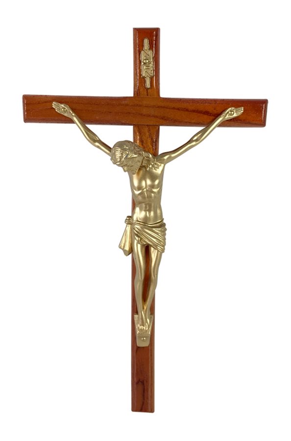 Walnut Crucifix, G-F Plastic Corpus, 8"