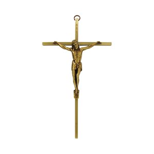 ANTIQUE BRASS CRUCIFIX 8"