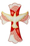 Confirmation cross, porcelain effect and lace, 5½" Confirmation cross, porcelain effect and lace, 5½"
