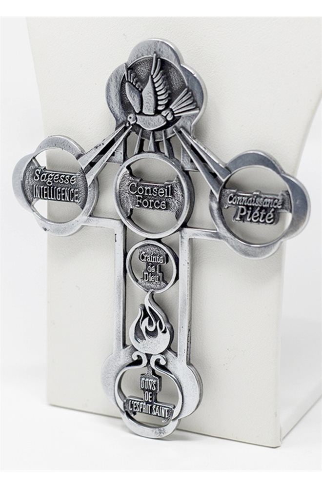 Gifts Holy Spirit w.cross w / cards 7 gifts,5", French Gifts Holy Spirit w.cross w / cards 7 gifts,5", French