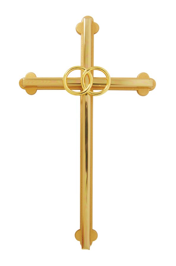Gold-Plated Metal Cross For Wedding, 8" (20 cm)