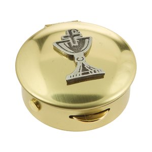 Solid Brass Pyx, Pewter Chalice, Plastic Case