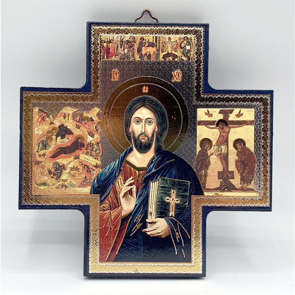Croix icône en bois Pantocrator 15 x 15 cm Croix icône en bois Pantocrator 15 x 15 cm