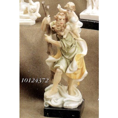 Statue Saint Christophe 8" (20 cm) en marbre de couleur