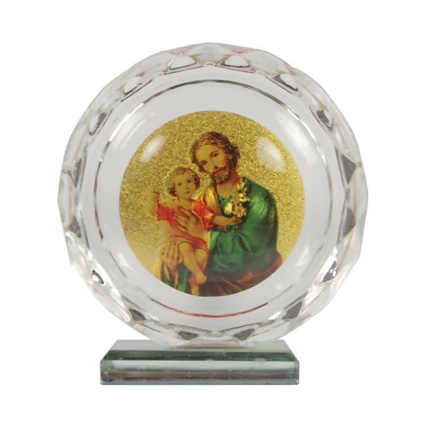 Acrylic Plaque of St. Joseph, with Base, 3" Acrylic Plaque of St. Joseph, with Base, 3"