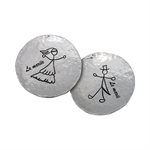 Ens. assiettes en métal pour mariés, 6,4 cm, Français