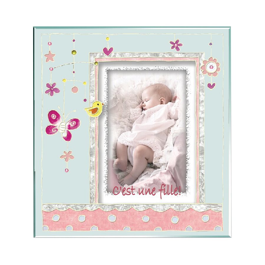 Baby Girl Glass Picture Frame, French