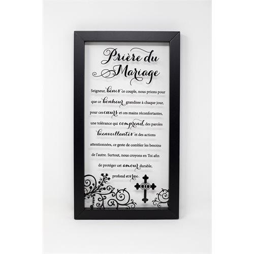 Imp. sur verre, prière de mariage, 20x43 cm, Français