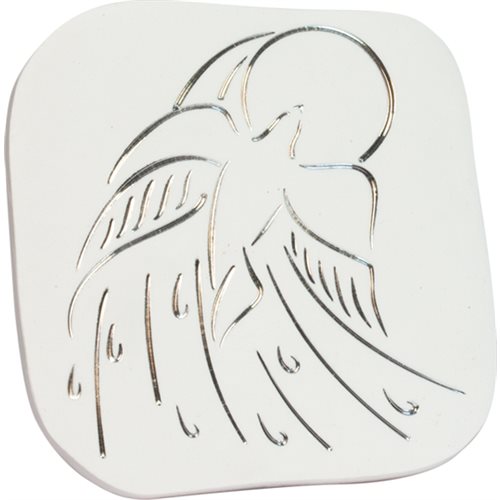 Stone effect square with silver decorations, 4.1"