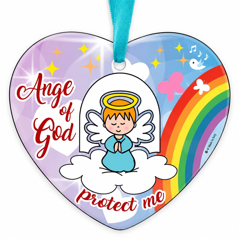 Crib ornem., boy "Angel of God", wood, 3", E