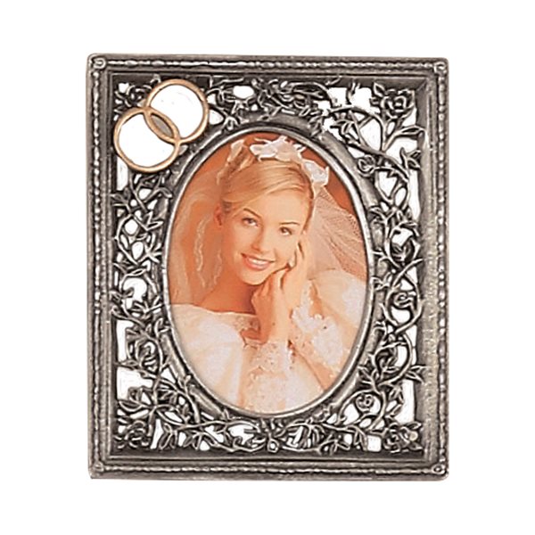 Wedding Pewter Picture Frame, 4'' Wedding Pewter Picture Frame, 4''