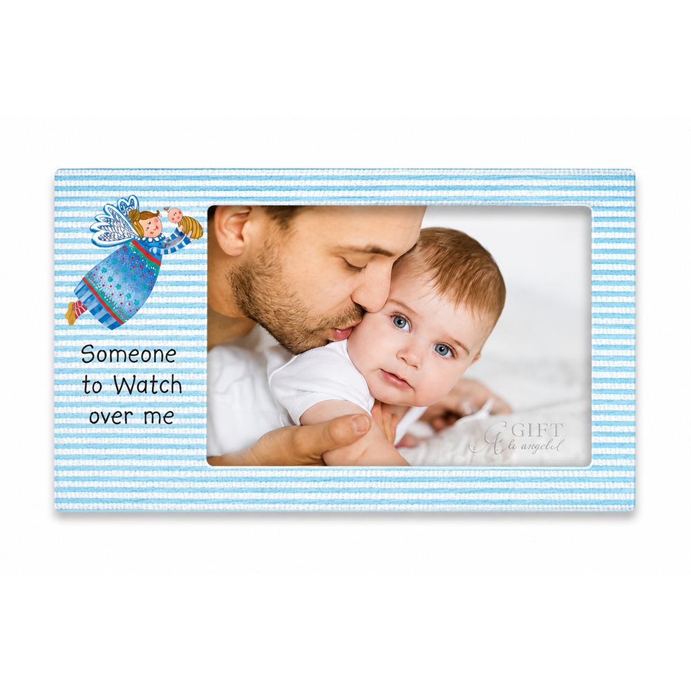 Baby blue striped Art metal fr, photo 4" x 6", E