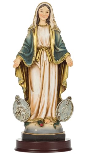 Statue de la Vierge, résine colorée, 21,6 cm